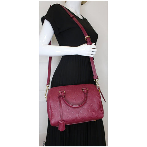 LOUIS VUITTON Speedy 25 Bandouliere Empreinte Leather Shoulder Bag Mulberry