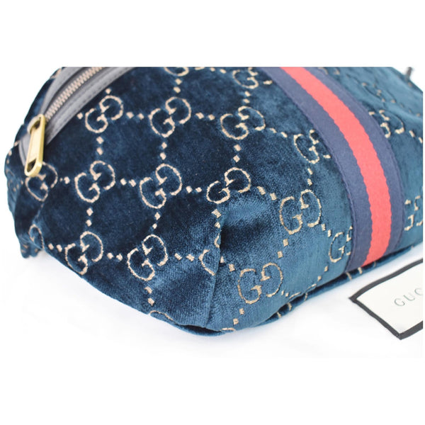 GUCCI GG Monogram Velvet Belt Bumbag Dark Blue 574968