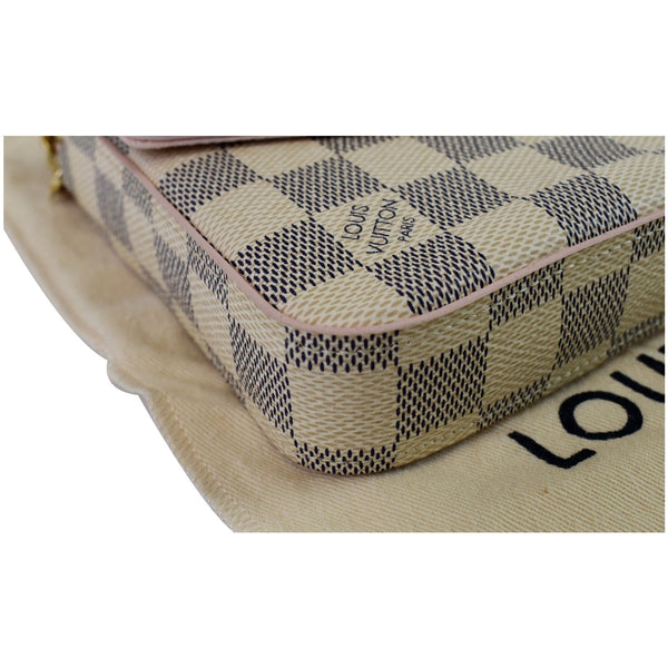 LOUIS VUITTON Pochette Felicie Damier Azur Chain Wallet Pastel Pink