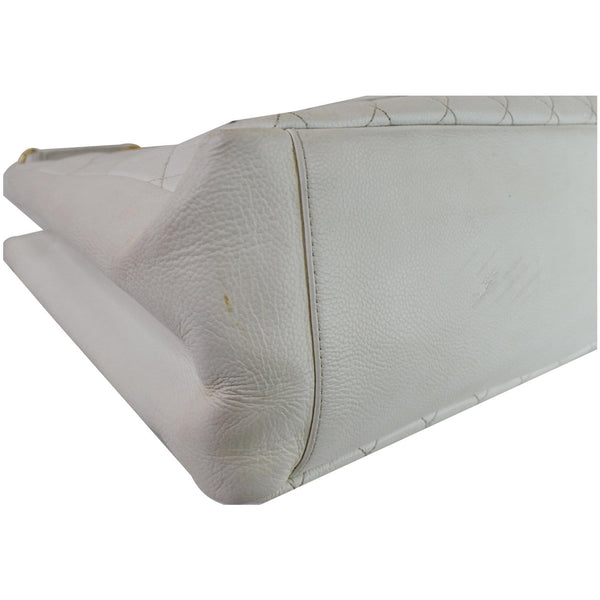 Chanel Grand Shopping Caviar Leather Tote Bag White corner