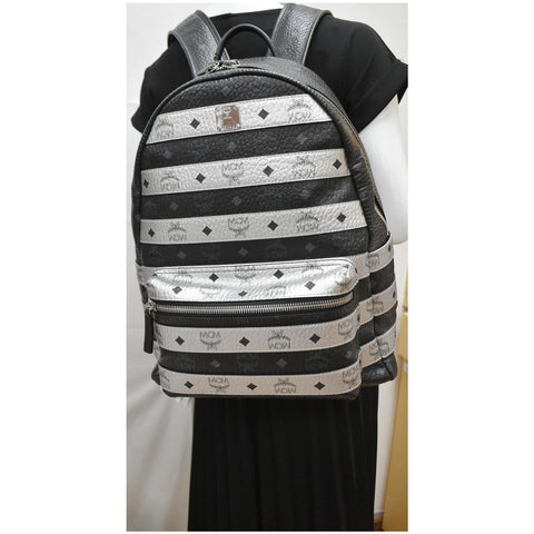 MCM Striped Medium Stark Metallic Visetos Backpack Bag