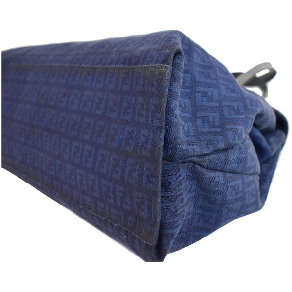 FENDI Zucchino Mamma Monogram Canvas Shoulder Bag Blue - Last Call