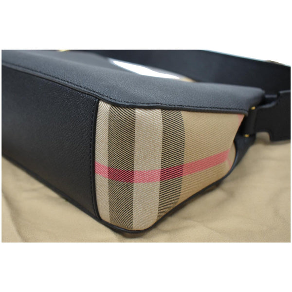 BURBERRY Helmsley House Check Grained Leather Crossbody Bag Black