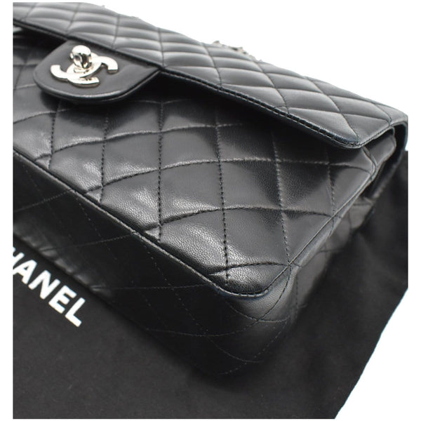 CHANEL Classic Double Flap Medium Leather Shoulder Bag Black
