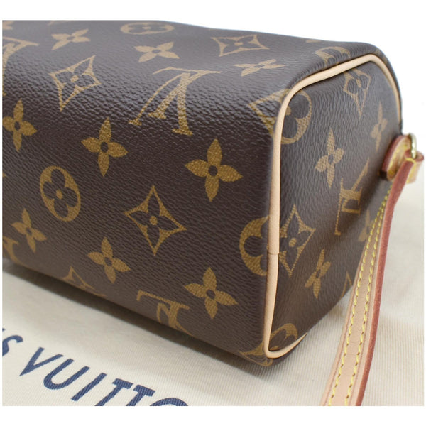 LOUIS VUITTON Nano Speedy Monogram Canvas Crossbody Bag Brown