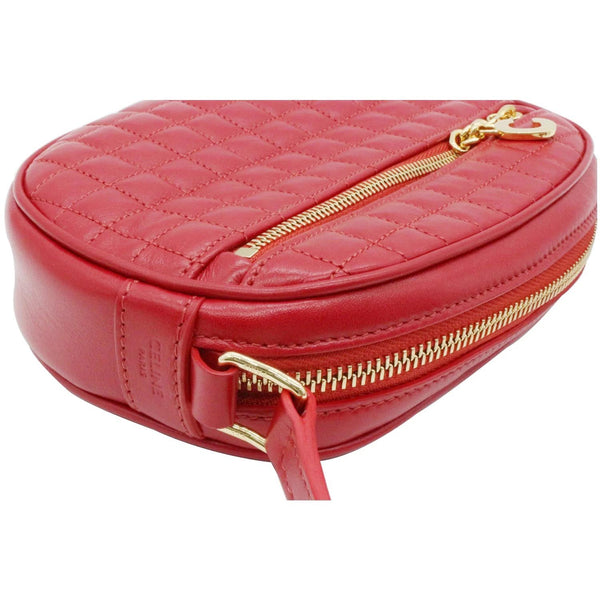 CELINE Women C Charm Small Quilted Calfskin Leather Camera Bag Red