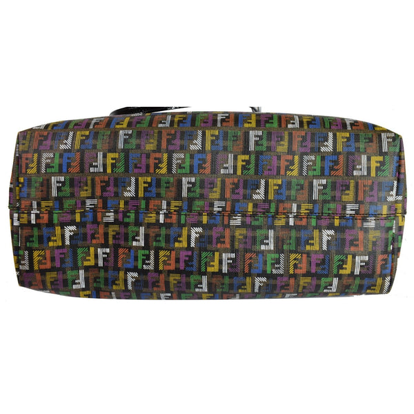 FENDI Zucca Print Roll Canvas Shoulder Tote Bag Multicolor