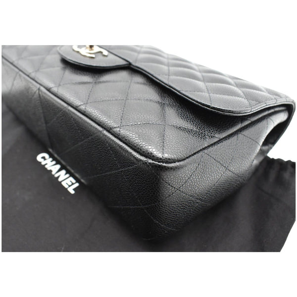 CHANEL Jumbo Classic Single Flap Caviar Leather Shoulder Bag Black