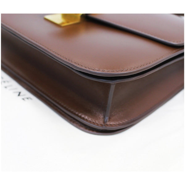 CELINE Medium Classic Box Calfskin Flap Crossbody Bag Brown