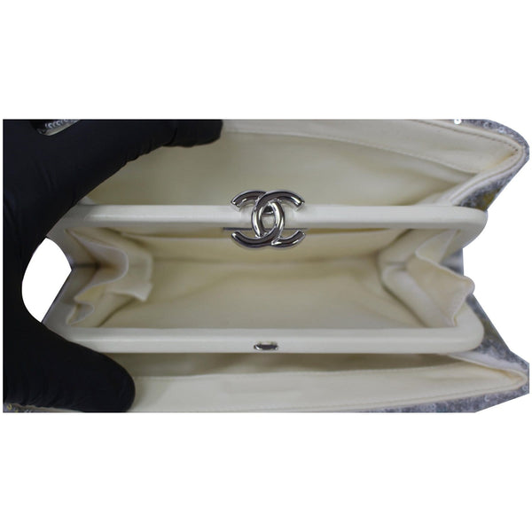 Chanel La Pausa Embroidered Satin Sequin Clutch Bag - inside preview | DDH