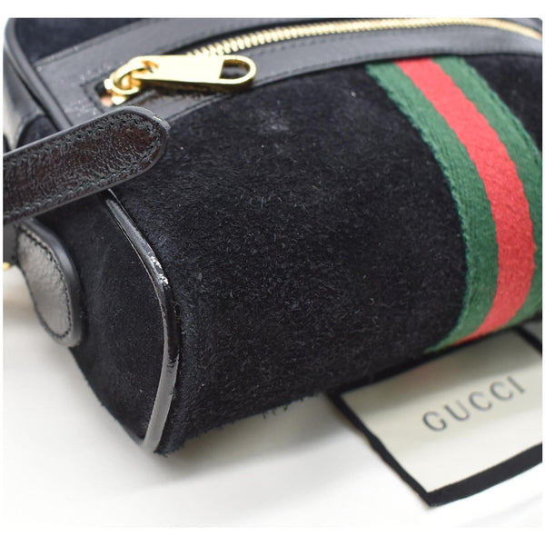 GUCCI Ophidia Mini Web Suede Leather Crossbody Bag Black 517350