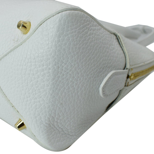 BURBERRY Grainy Leather Bowling Shoulder Bag White