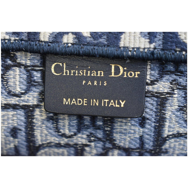 CHRISTIAN DIOR Book Medium Oblique Embroidery Tote Bag Blue