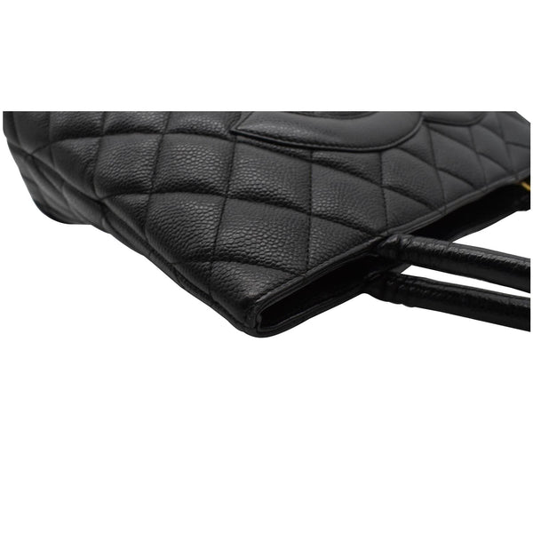 CHANEL Medallion Quilted Caviar Leather Tote Bag Black