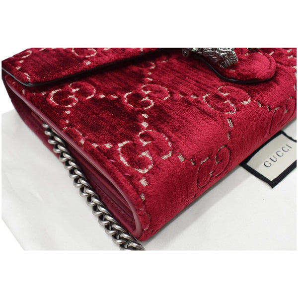GUCCI Dionysus Mini Velvet GG Monogram Chain Wallet Red 401231