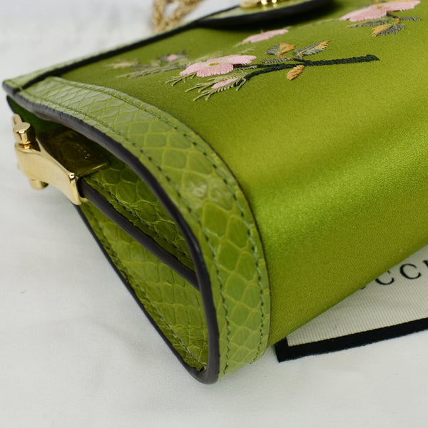 GUCCI Ophidia Silk Embroidered Floral Mini Shoulder Bag Green - Hot Deals