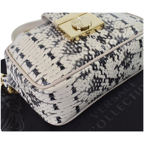 VERSACE Unica Python Embossed Leather Crossbody Bag White
