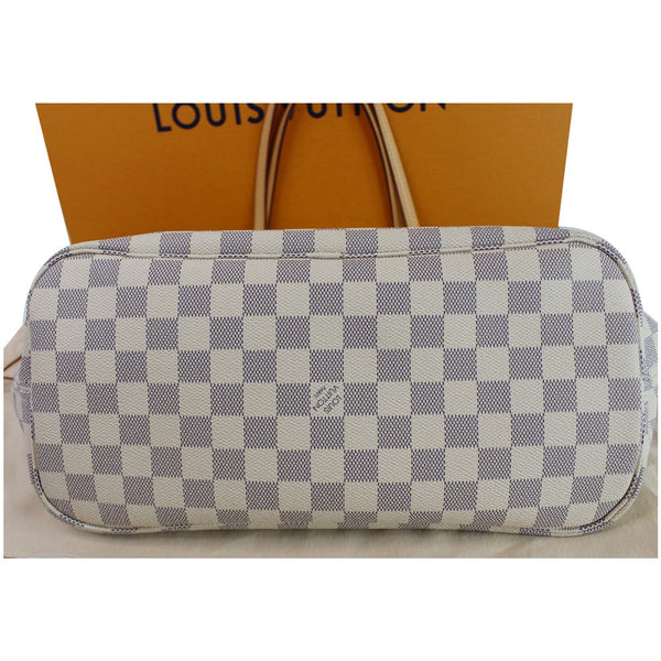 Louis Vuitton Neverfull MM Damier Azur Shoulder Bag flat long bottom