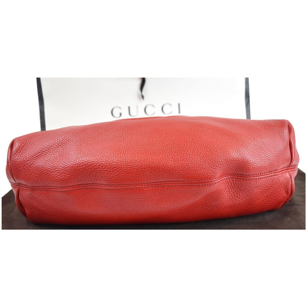 GUCCI Soho Pebbled Leather Hobo Shoulder Bag Red 282304