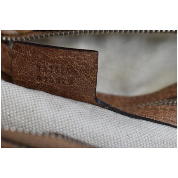 GUCCI Miss GG Pebbled Leather Hobo Bag Brown 323676