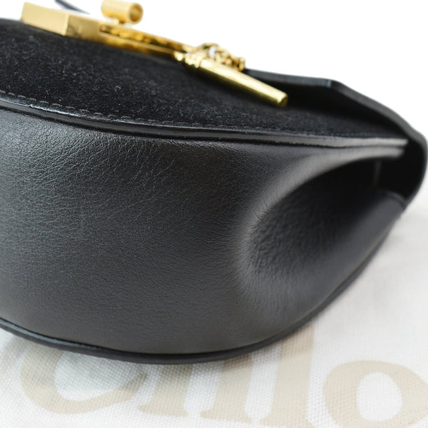 CHLOE Mini Drew Suede Calfskin Leather Crossbody Bag Black