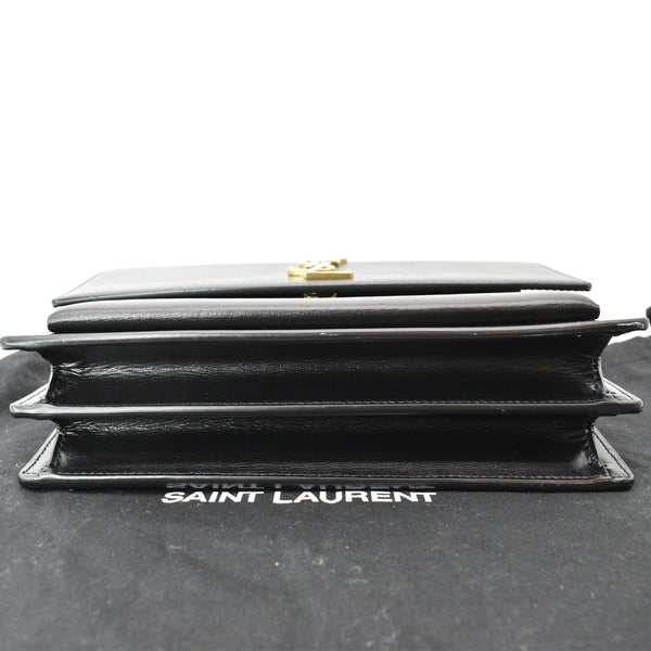 YVES SAINT LAURENT Monogram Sunset Medium Leather Shoulder Bag Black