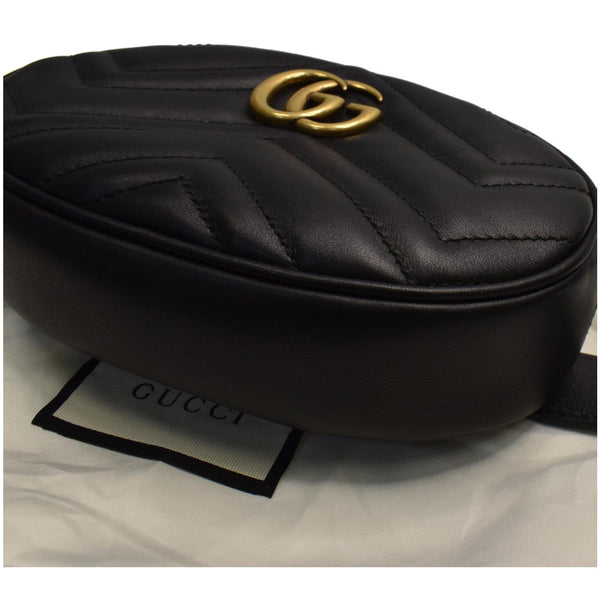 GUCCI GG Marmont Matelasse Leather Belt Bag Black 476434