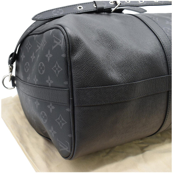 LOUIS VUITTON Keepall 50 Bandouliere Monogram Taiga Leather Travel Bag Black