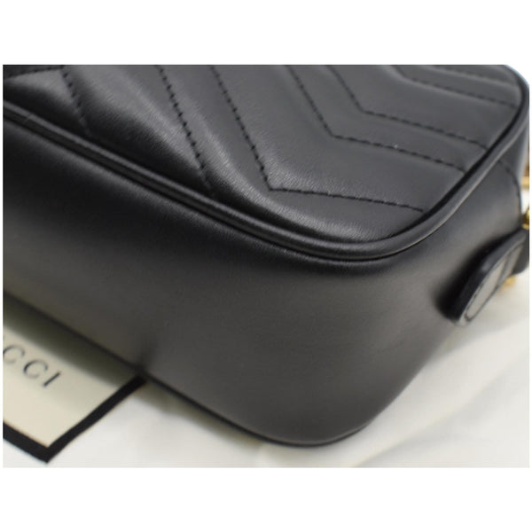 GUCCI GG Marmont Matelasse Mini Leather Crossbody Bag Black 448065