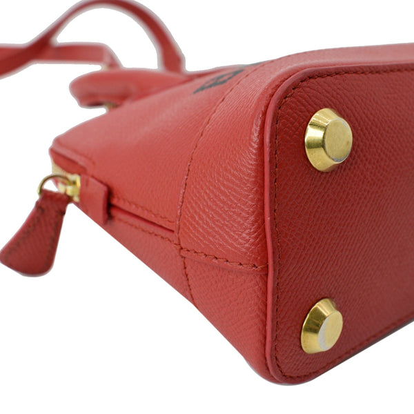 BALENCIAGA Ville Dome Leather Top Handle Crossbody Bag Red