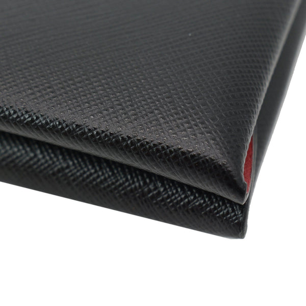 PRADA Document Holder Saffiano Leather Pouch Black