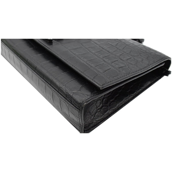 YVES SAINT LAURENT WOC Crocodile-Embossed Shoulder Bag Black - Hot Deals