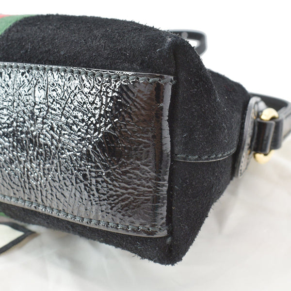 GUCCI Ophidia GG Small Suede Shoulder Bag Black 499621