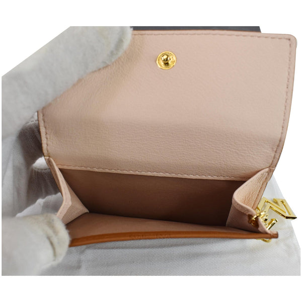 MCM Klara Trifold Mini Monogram Leather Charm Wallet Cognac