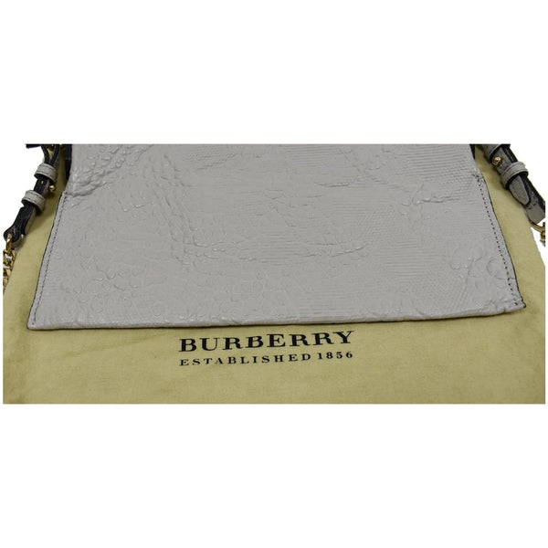 BURBERRY Chichester Embossed Leather Crossbody Clutch Bag White