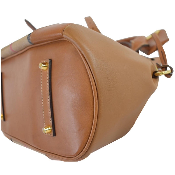 BURBERRY Blaze House Check and Leather Satchel Bag Brown