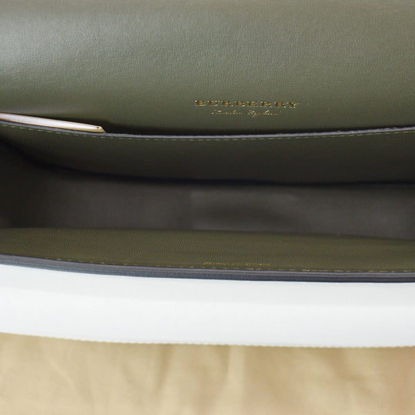 BURBERRY Large Square Leather Satchel Bag White