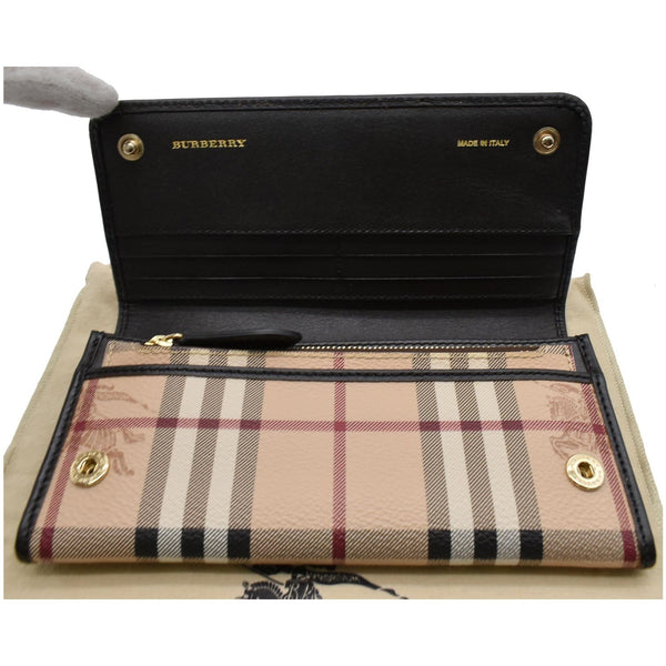 BURBERRY Continental Haymarket Check Leather Wallet Dark Brown