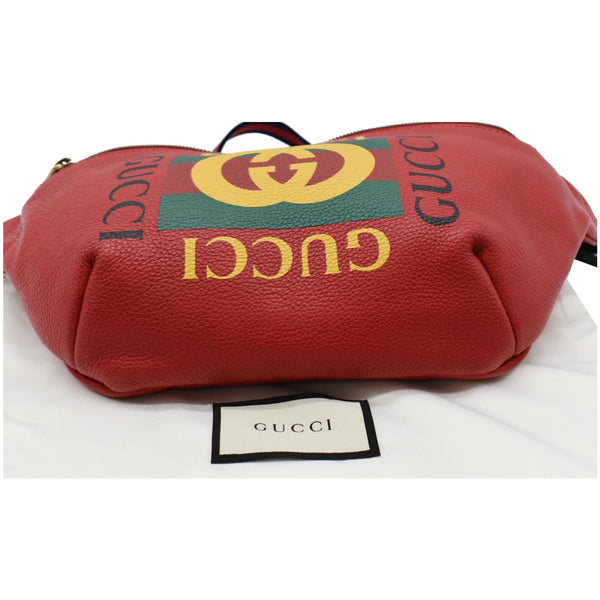 GUCCI Print Medium Leather Belt Waist Bum Bag Red 530412