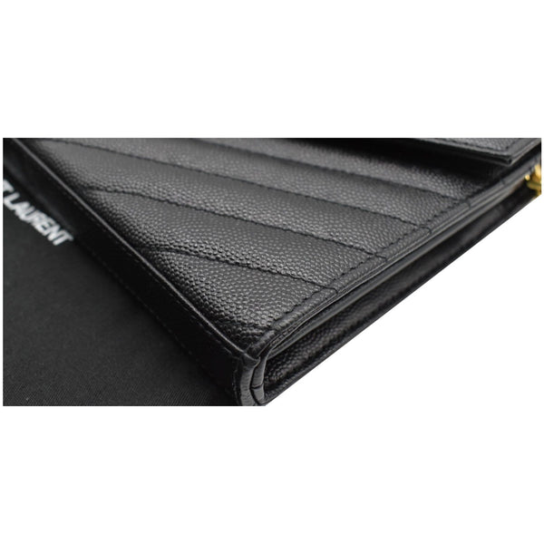 YVES SAINT LAURENT Monogram Envelope Leather Crossbody Chain Wallet Black