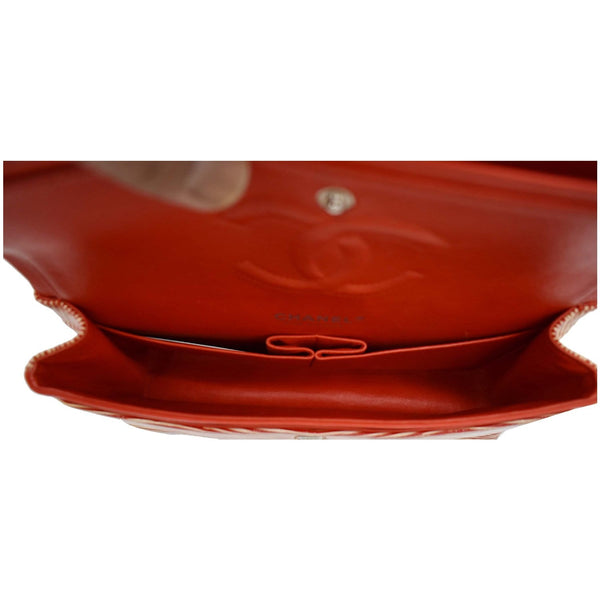 Chanel Medium Double Flap Striped Patent Leather Bag