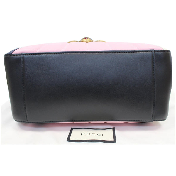 Gucci Queen Margaret Quilted Leather Bee Backpack flat black bottom