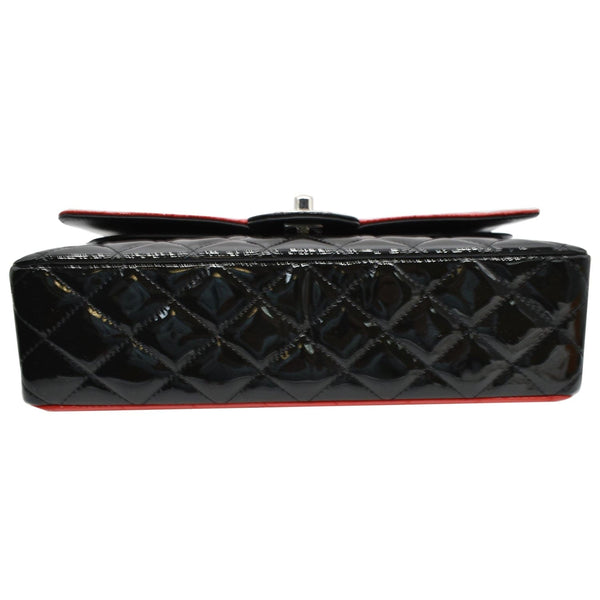 CHANEL Medium Double Flap Quilted Patent Leather Shoulder Bag Black/Red