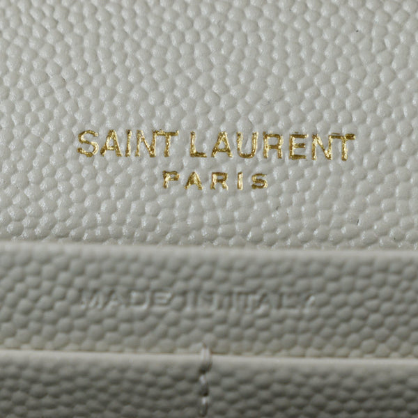 YVES SAINT LAURENT Mix Matelassé Small Grain De Poudre Chain Wallet Crossbody Bag Cream