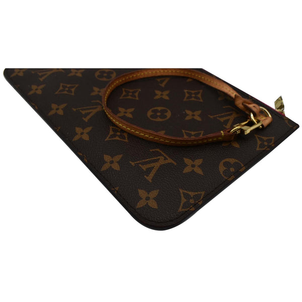 LOUIS VUITTON Neverfull MM Monogram Canvas Pochette Wristlet Pouch Brown