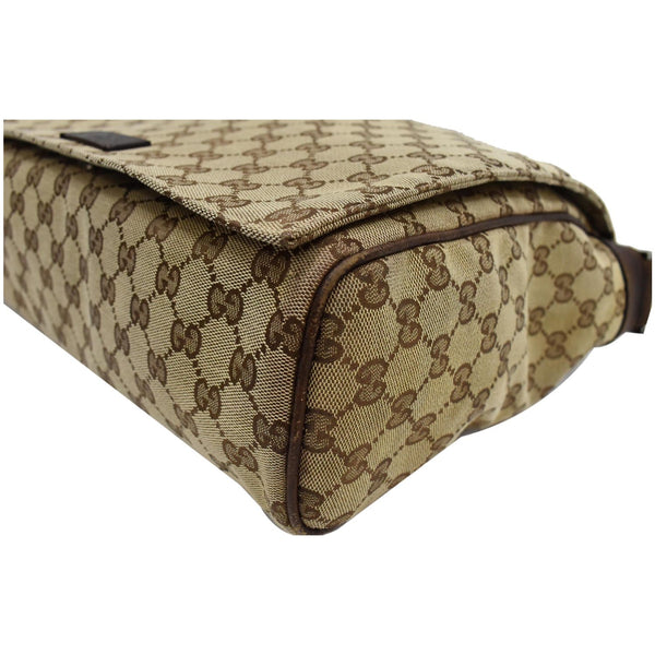 GUCCI Flap Top GG Canvas Messenger Crossbody Bag Beige 145861