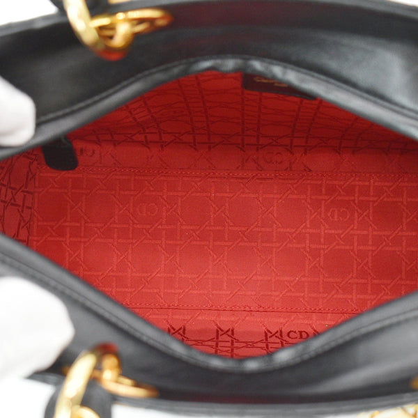CHRISTIAN DIOR Large Lady Dior Cannage Lambskin Shoulder Bag Black