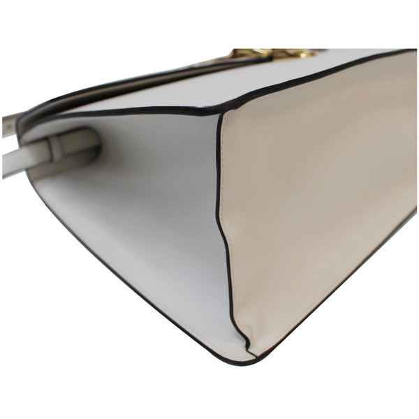 GUCCI Maxi Sylvie Calfskin Top Handle Bag White 477631