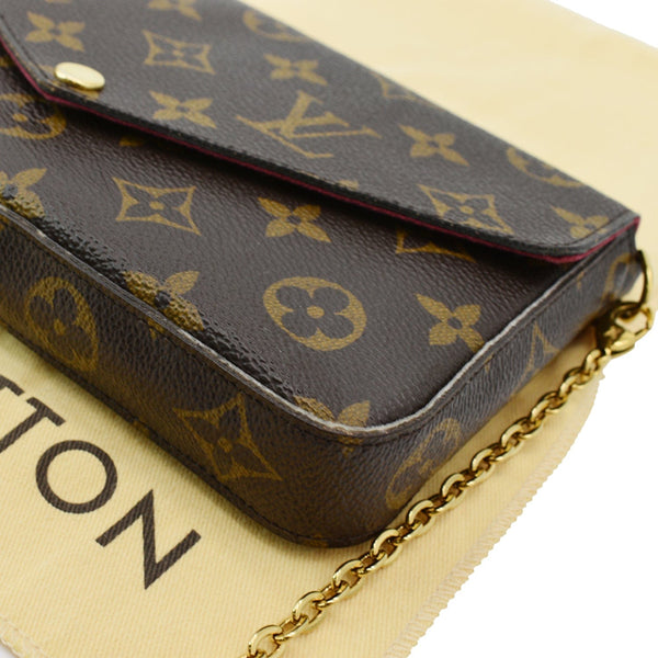 LOUIS VUITTON Felicie Monogram Canvas Pochette Crossbody Bag Brown