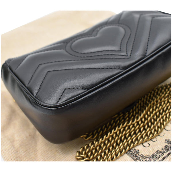 GUCCI Marmont Super Mini Matelasse Leather Crossbody Bag Black